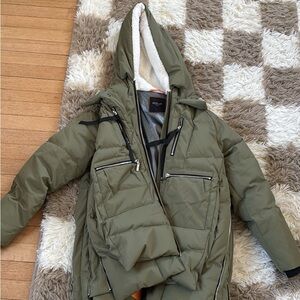 Olive Green Hooded Puffer Jacket
